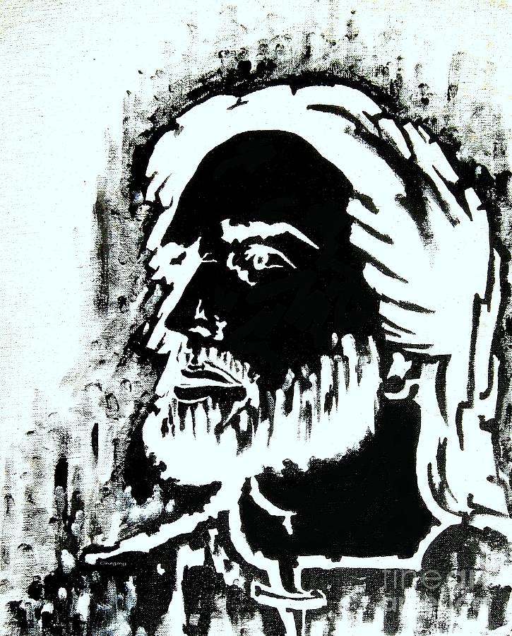 Jesus in Black and white Painting by Greg Moores
