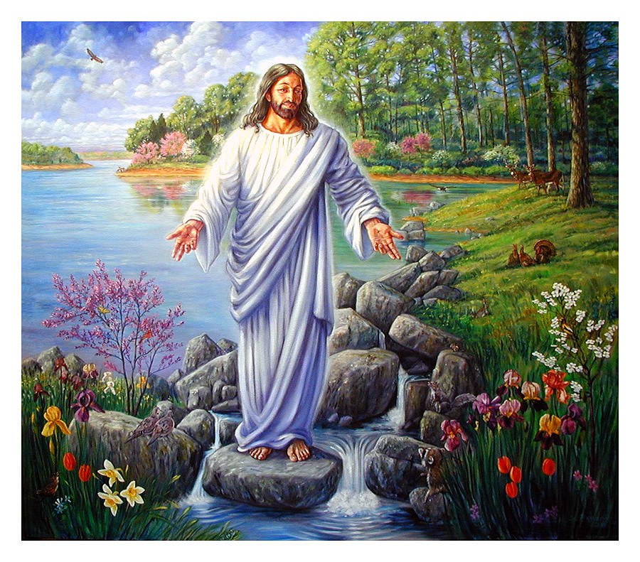 Jesus in the Ozarks Painting by John Lautermilch