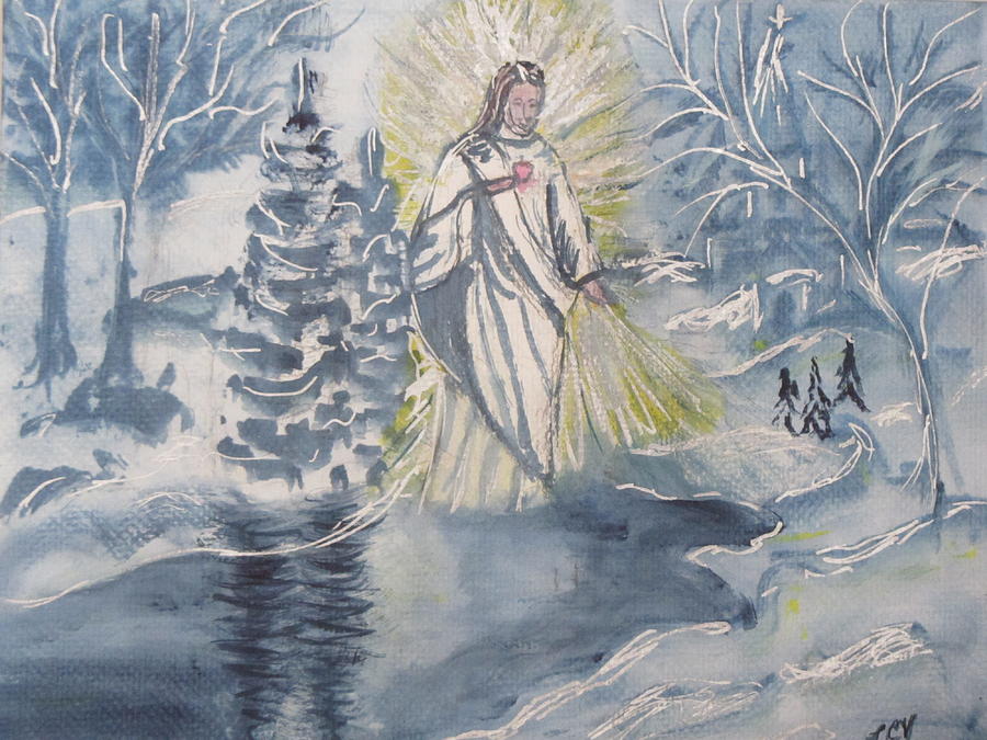 Jesus in the Snow Painting by Lucille Valentino