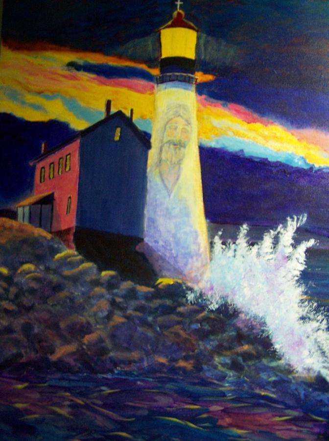 Jesus is the Lighthouse Painting by Kathleen Luther