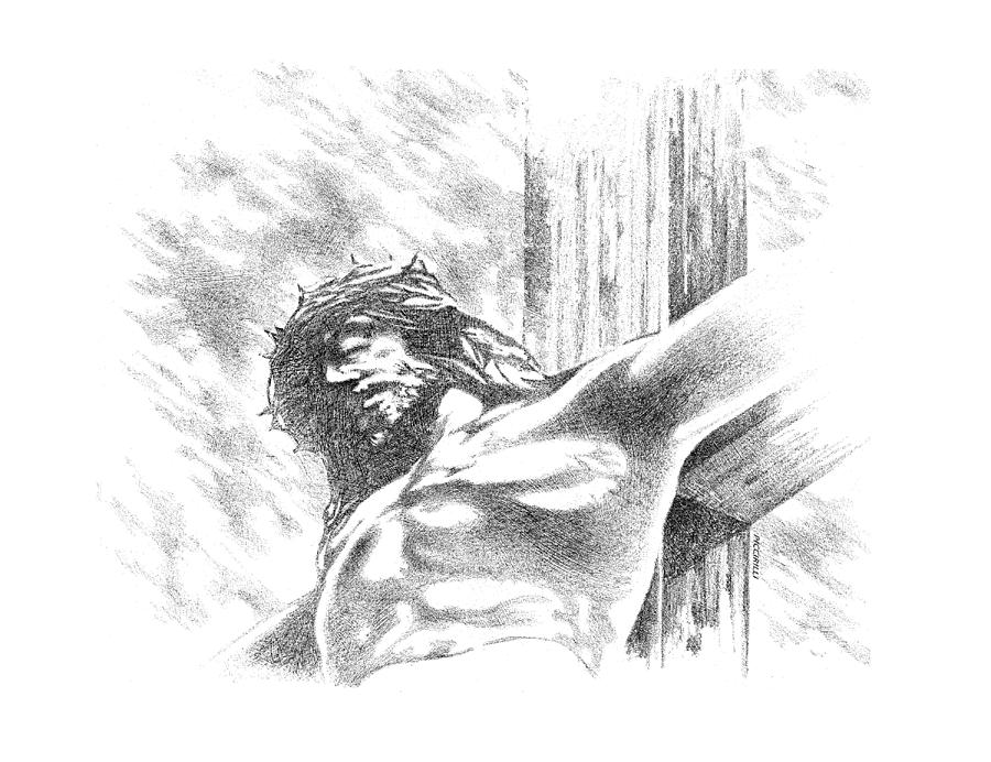 Contemporary Art ~ JESUS Cross Thorns Hand Drawn Paper W/ Colored Pencil  READ | eBay