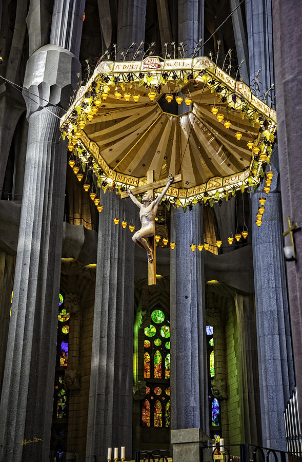 Jesus On The Cross - Sagrada Familia Church - Barcelona Photograph by Madeline Ellis