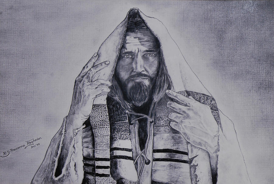 Pencils drawing of Jesus on vintage paper. with ornament on clothing. Old  sepia structure paper. Eye contact. Spiritual concept. Stock Illustration  by ©JozefKlopacka #100919304