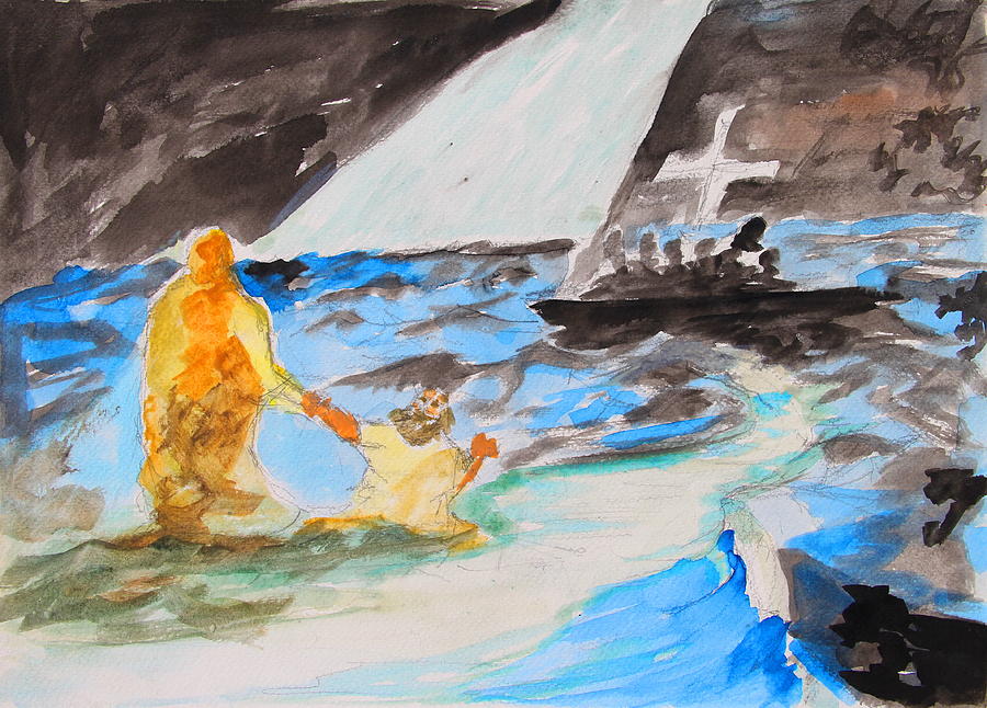 Jesus Saving Peter - Painting Painting by Thomas Bertram POOLE