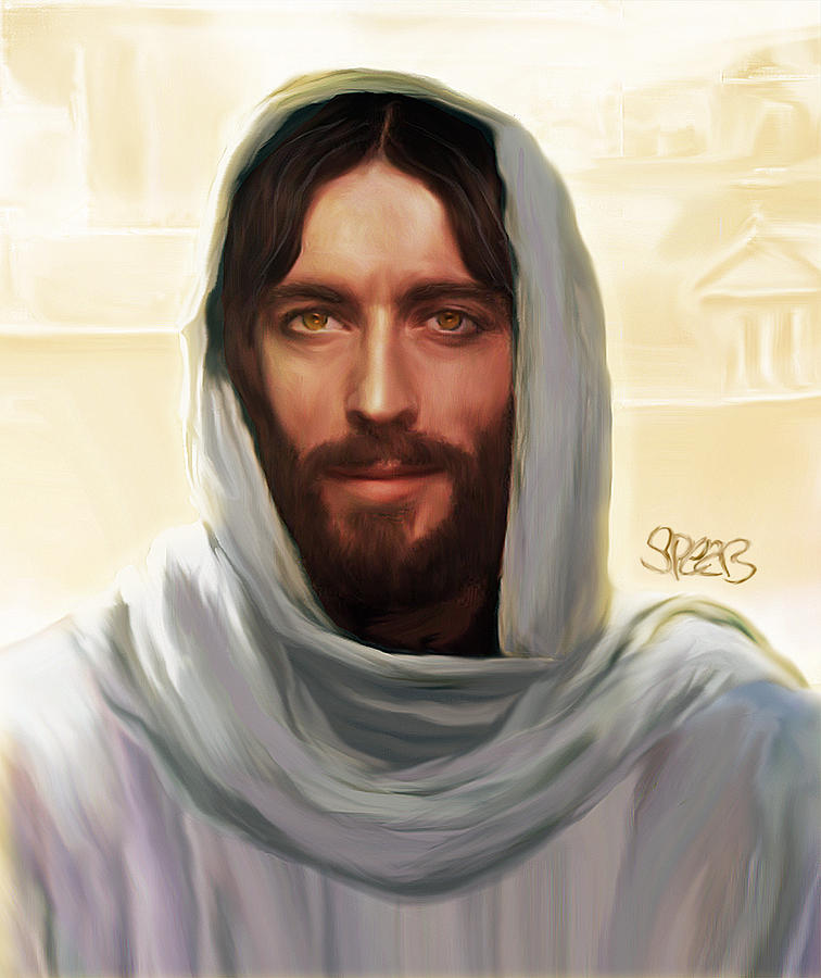 Jesus Smiling Mixed Media by Mark Spears