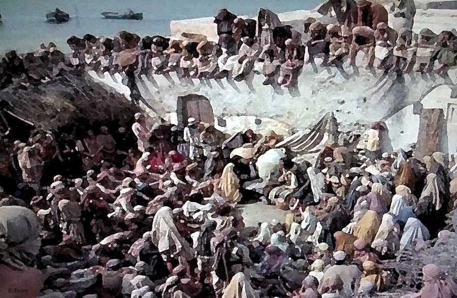 Jesus speaking to a Crowd Painting by George Pedro