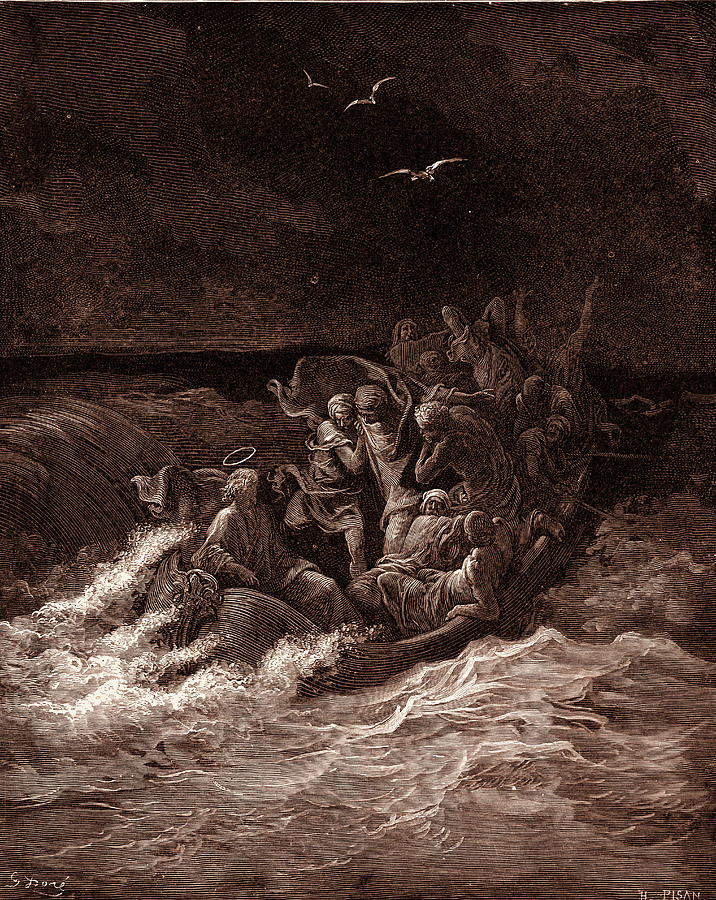 Jesus Stilling The Tempest Drawing by Litz Collection | Fine Art America