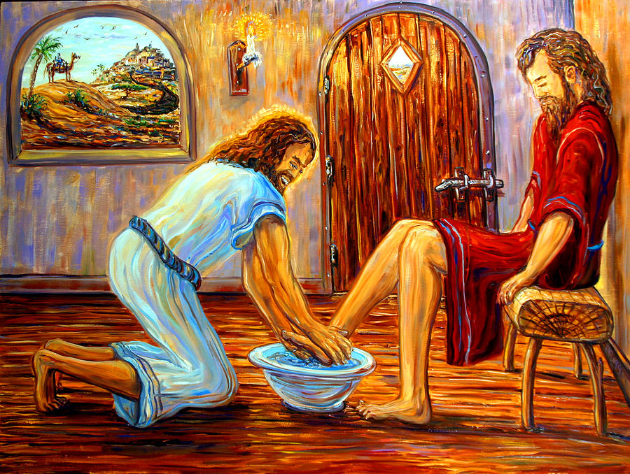 Jesus Washing Disciples Feet Painting By Arthur Robins Pixels