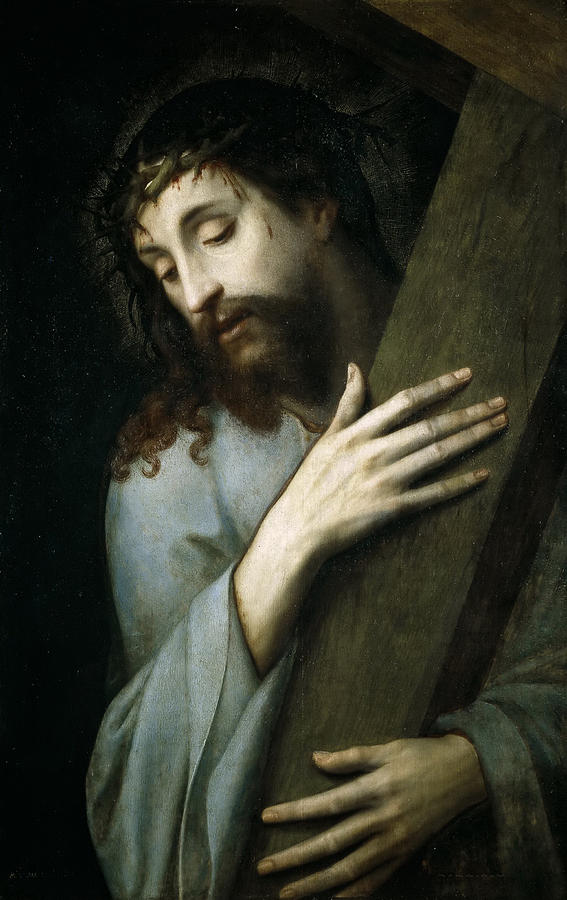 Jesus with the cross Painting by Michiel Coxcie Jesus with the cross Painting by Michiel Coxcie