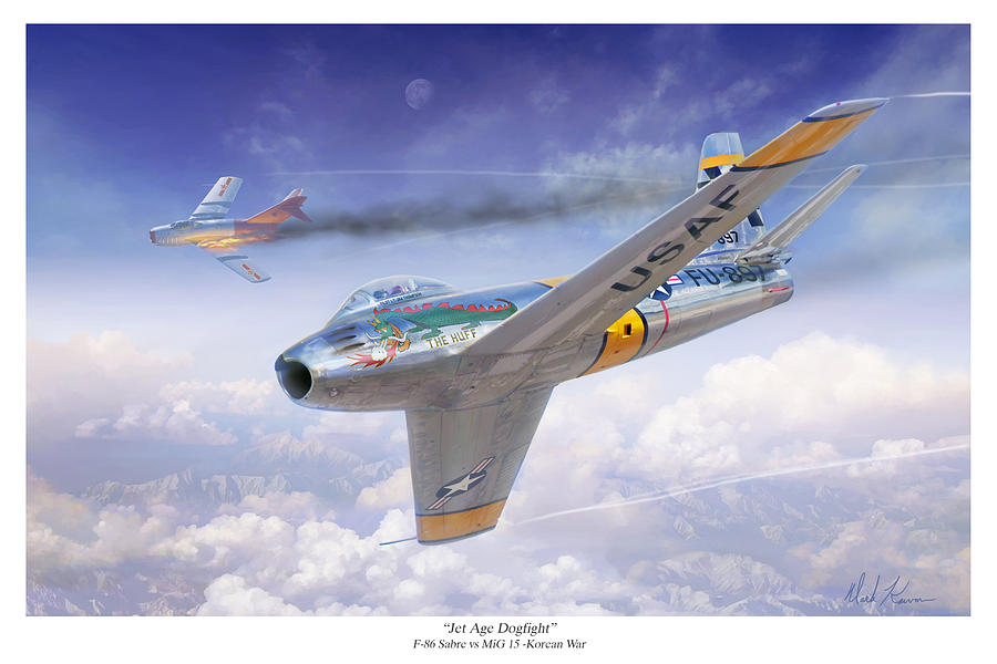Jet Age Dogfight Painting by Mark Karvon