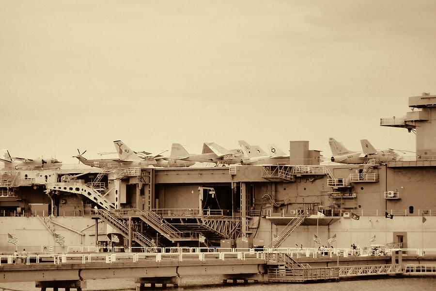 Jet Aircraft on the USS Yorktown Carrier in Patriots Point Photograph by Kathy Clark