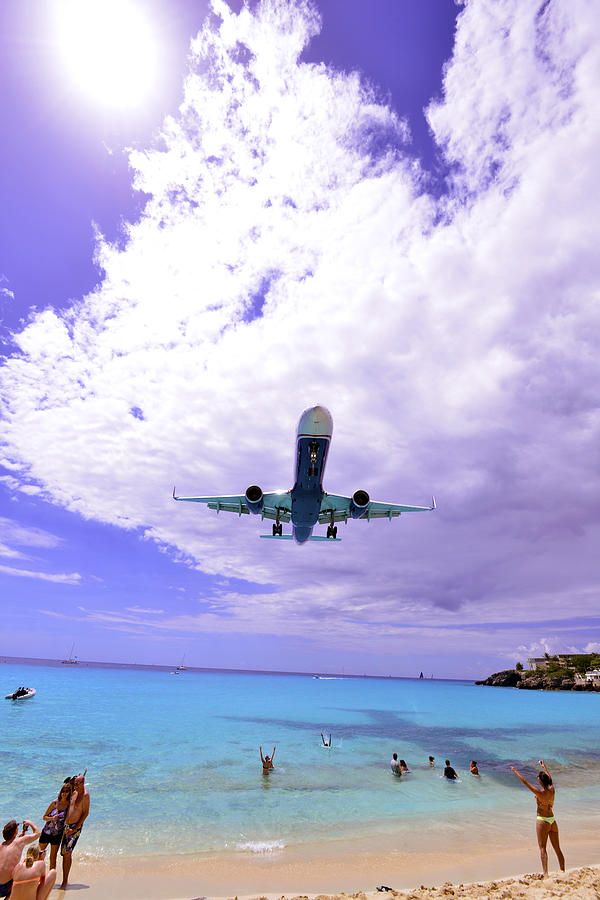 Jet Landing in the Caribbean Photograph by Matt Swinden