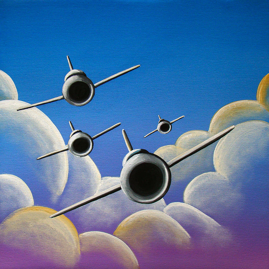 Jet Quartet Painting by Cindy Thornton