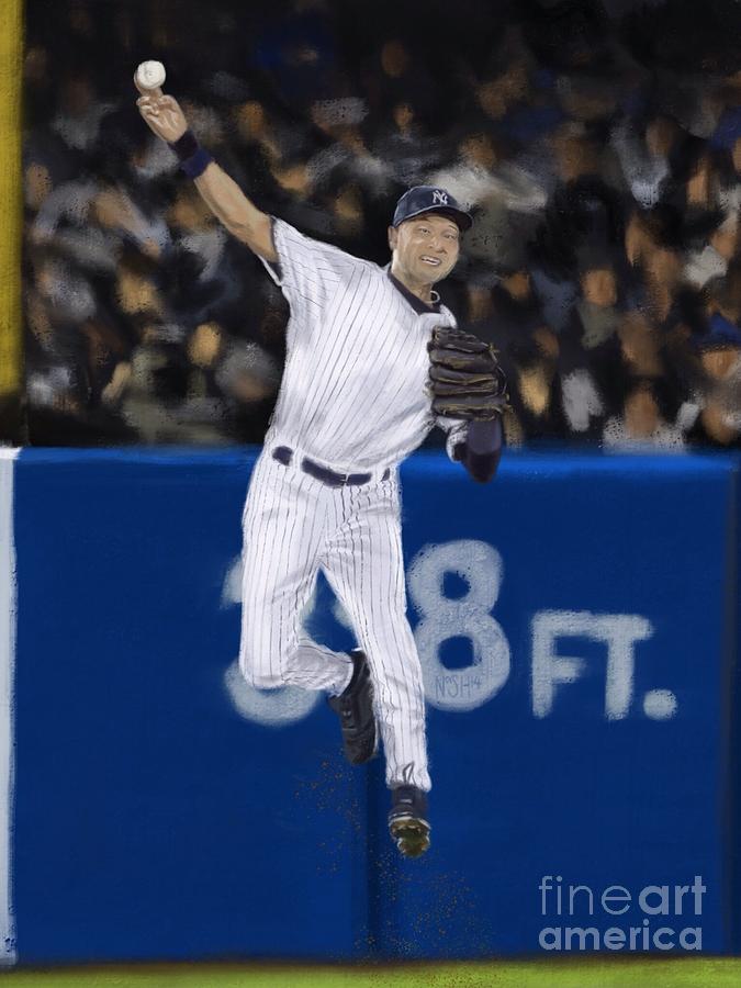 Rookie Of The Year Movie Painting - Jeter Jump Throw by Jeremy Nash