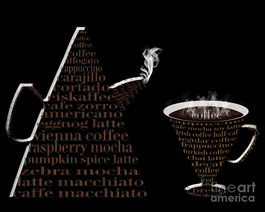 Coffee Digital Art - Jetsons Coffee Set Black by Andee Design