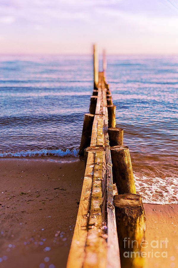 Jetty at sunset Old Saybrook Photograph by Edward Fielding