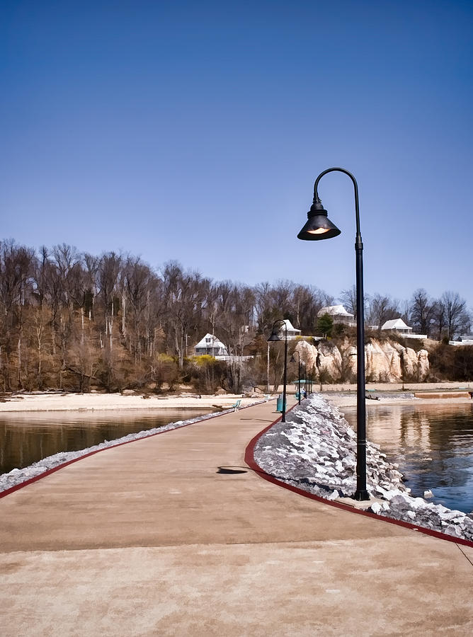 Jetty Lamp Posts and Cottages at Grand Rivers - Kentucky Photograph by Greg Jackson
