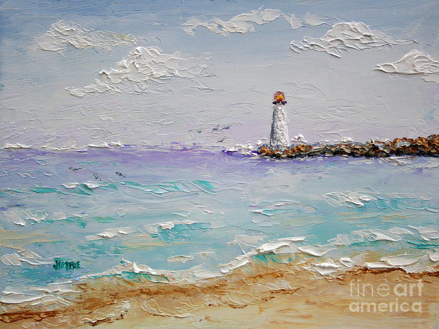 Jetty Lighthouse Painting by Jimmie Bartlett