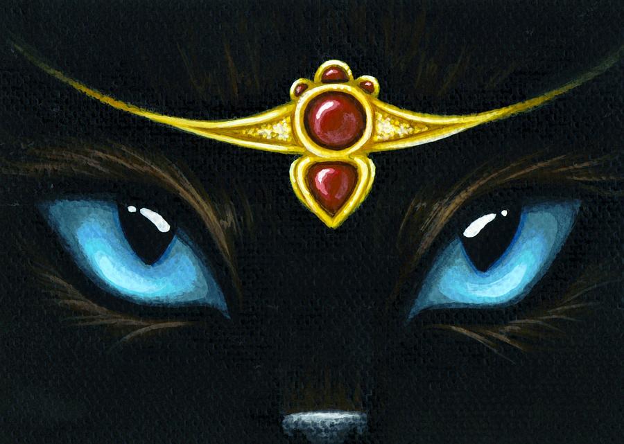 Jeweled Kitty Garnet Painting by Elaina  Wagner