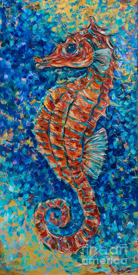 Jeweled Seahorse Painting by Linda Olsen