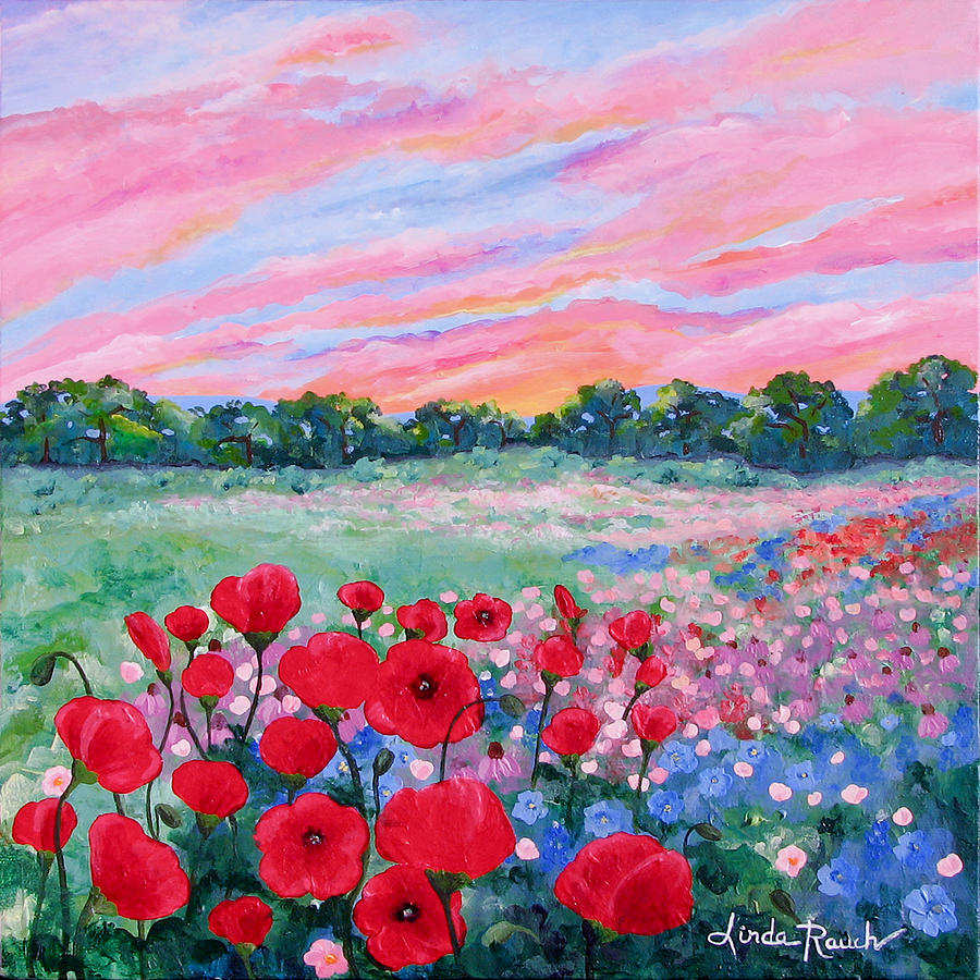 Jeweled Sunset Painting by Linda Rauch