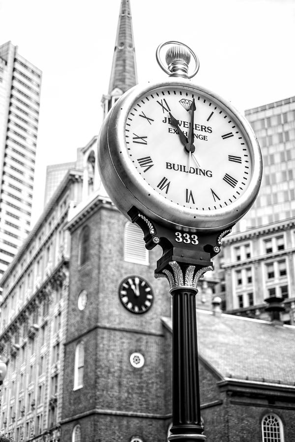 Boston Photograph - Jewelers Exchange Clock by Klm Studioline