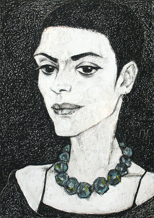Black And White Painting - Jewelry in Portraits 1 by Leonid Petrushin