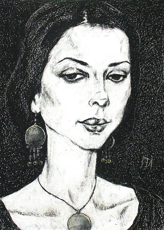 Black And White Painting - Jewelry in Portraits 2 by Leonid Petrushin