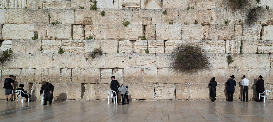 Horizontal Photograph - Jews Praying At Western Wall by Panoramic Images