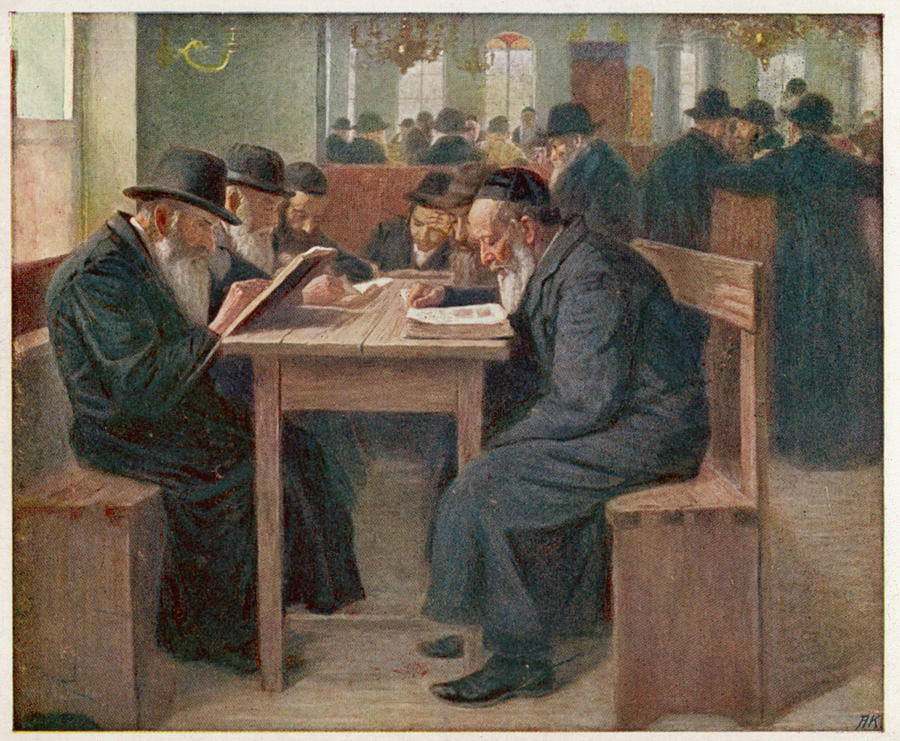 Jews Studying The Talmud, A Drawing by Mary Evans Picture Library