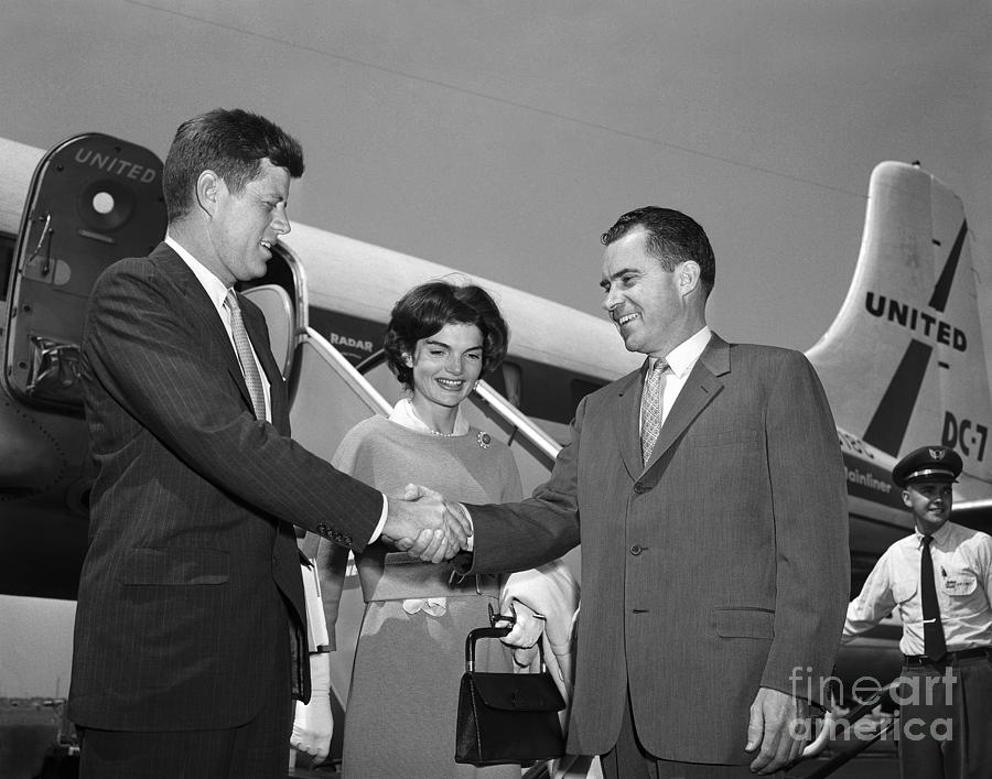 JFK Jackie and Nixon 1959 Photograph by Martin Konopacki Restoration