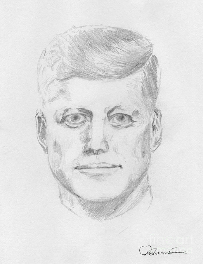 JFK Drawing by Torbjorn Swenelius