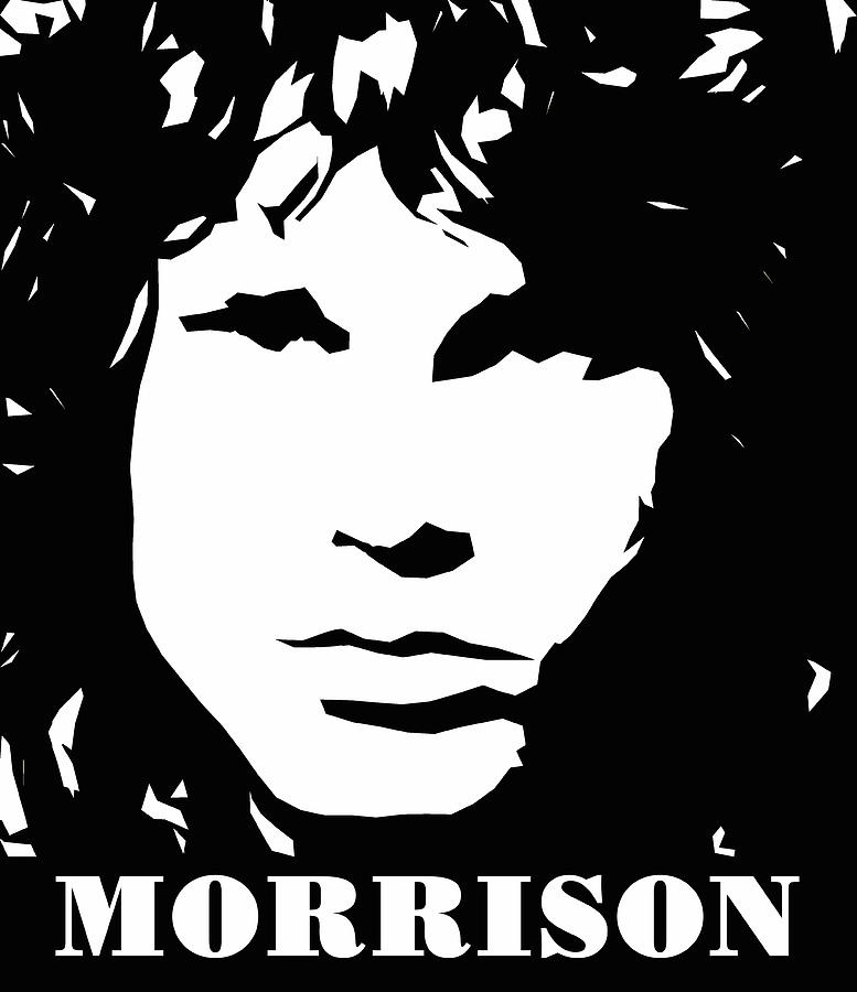 Jim Morrison Black and White Pop Art Digital Art by David G Paul