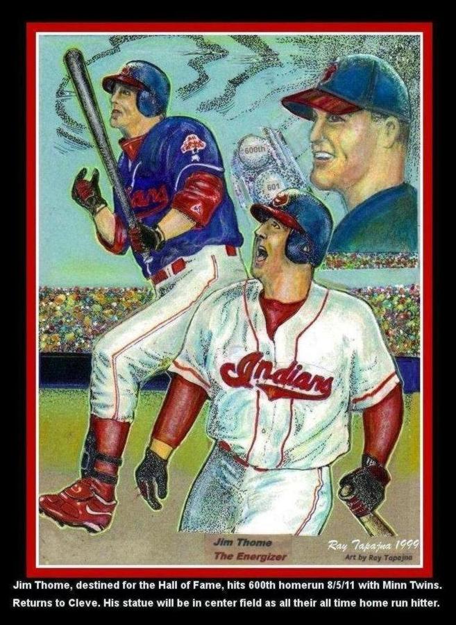 Sports Mixed Media - Jim Thome Cleveland Indians by Ray Tapajna Sports Mixed Media - Jim Thome Cleveland Indians by Ray Tapajna