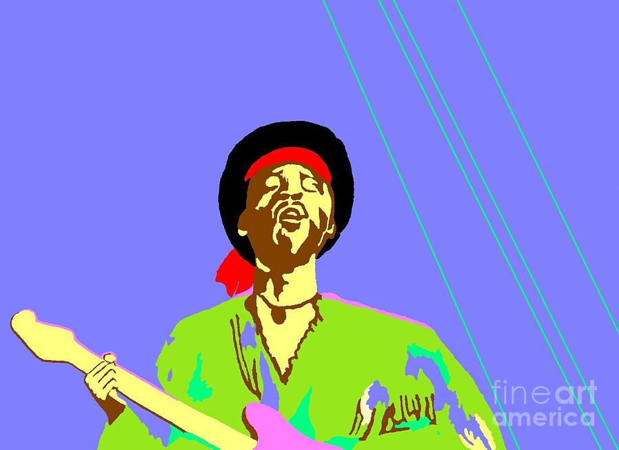 Jimi At Woodstock Digital Art by Martin Howard