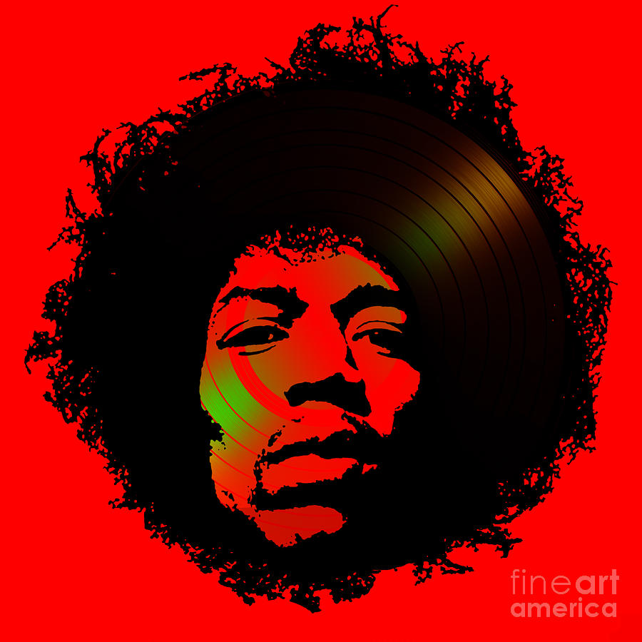 Hendrix Photograph - Jimi Hendrix Black and Red by Kent Taylor
