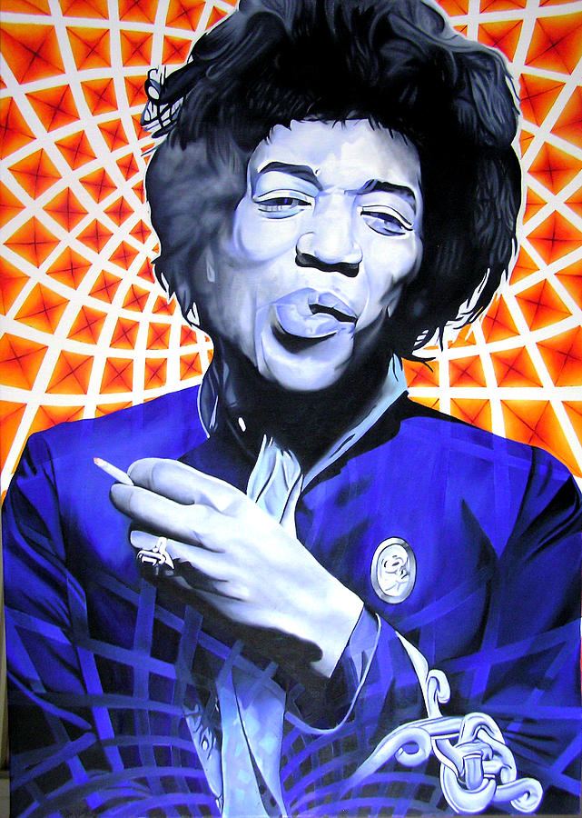 Jimi Hendrix Painting - Jimi Hendrix-Orange and Blue by Joshua Morton