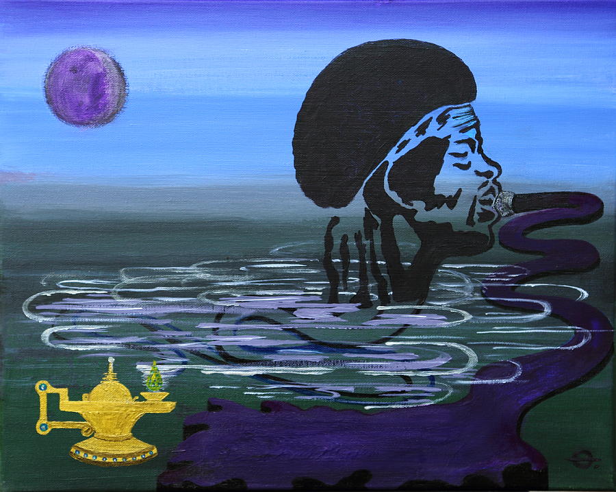 Jimi Hendrix Midnight Lamp Painting by Jq