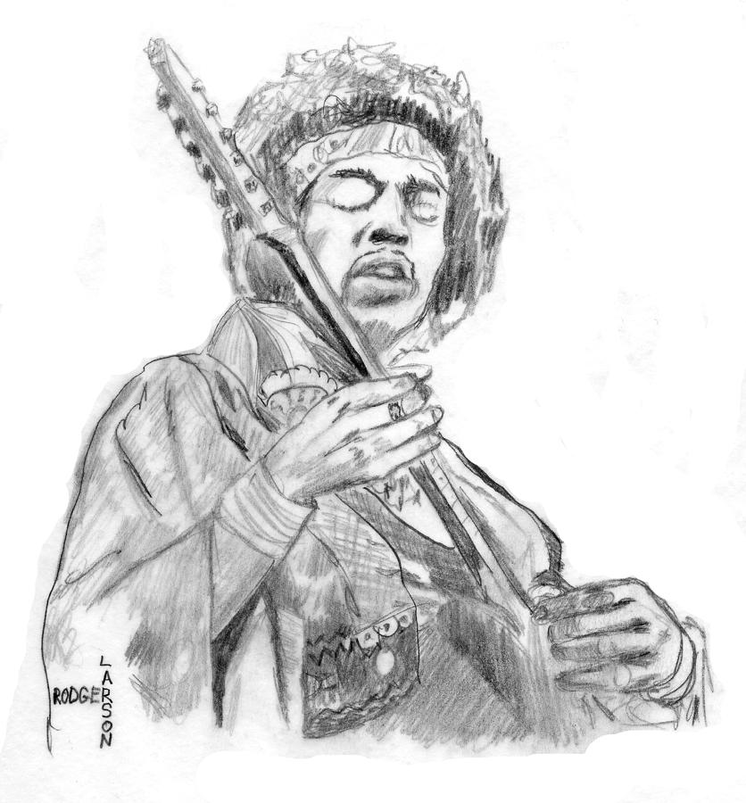 Jimi Hendrix Plays Guitar Drawing By Rodger Larson The most common jimi hendrix drawing material is cotton. jimi hendrix plays guitar by rodger larson