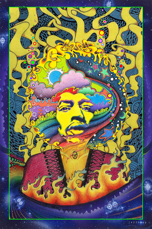 Jimi Hendrix Painting - Jimi Hendrix Rainbow King by Jeff Hopp