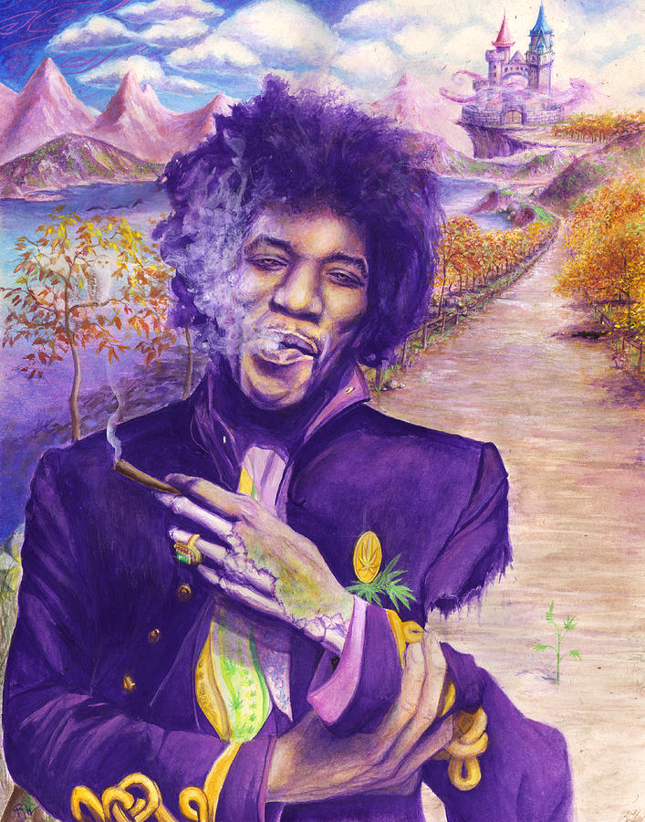 Jimi Hendrix Painting - Jimi Hendrix - Risen by Raymond Lee Junior Warfield