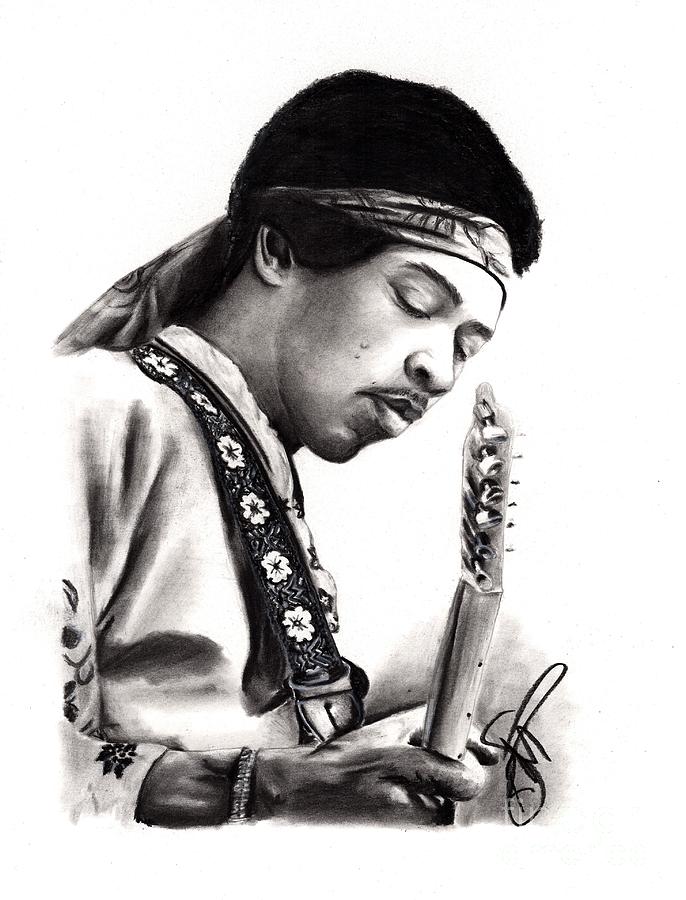 Jimi Hendrix Drawing - Jimi Hendrix by Rosalinda Markle Jimi Hendrix Drawing - Jimi Hendrix by Rosalinda Markle