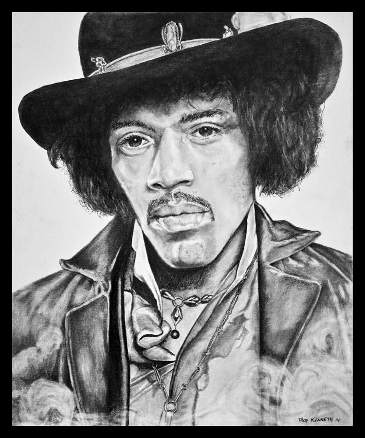 Jimi Hendrix Drawing by Troy Kenneth