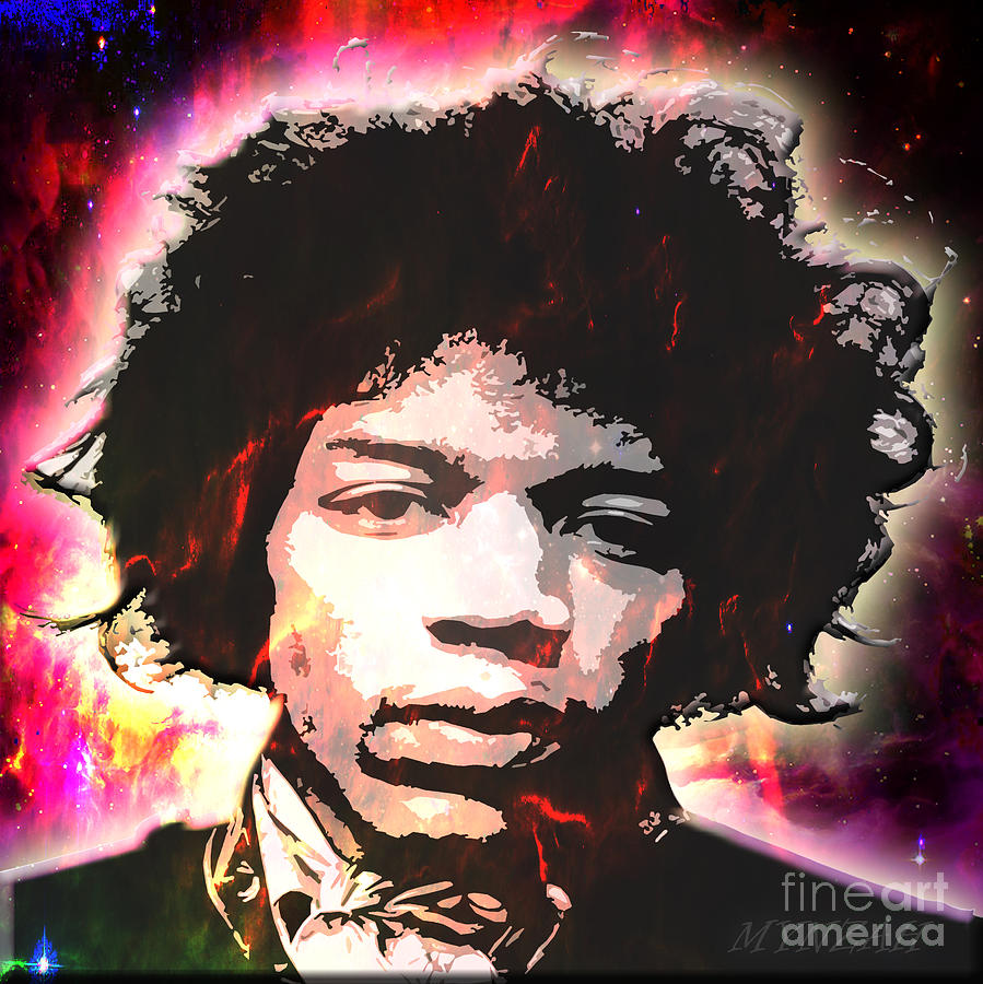 Jimi Hendrix Digital Art - Jimi Hendrix - Up From the Stars by Mynzah Osiris
