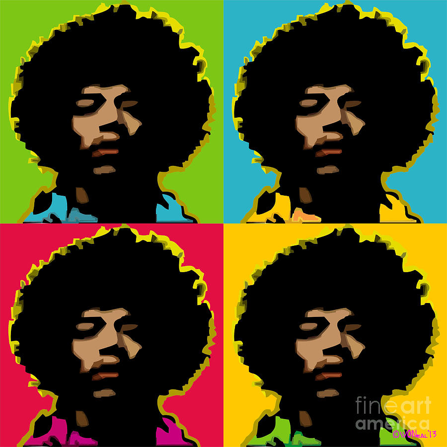Jimi Hendrix Digital Art - Jimi Hendrix 4-Up by Walter Neal