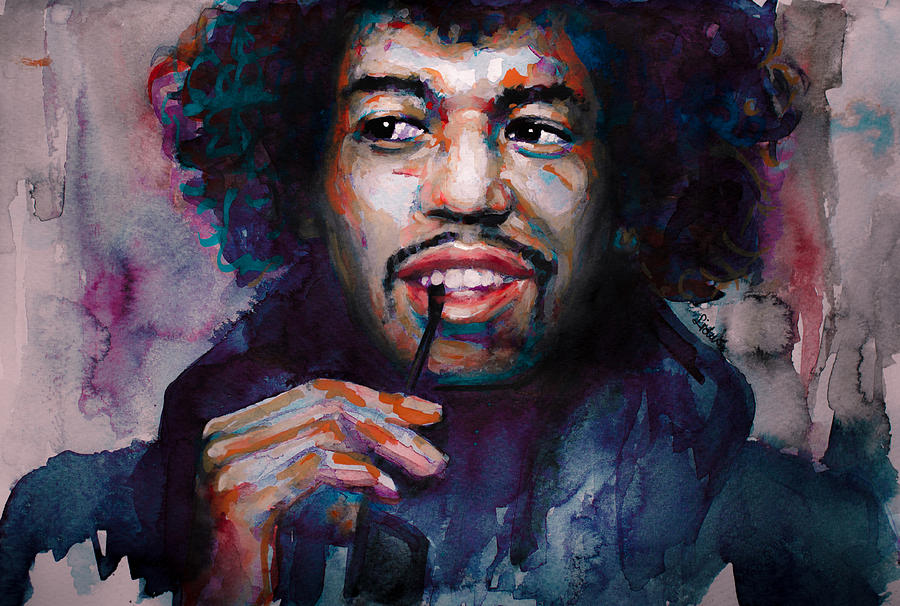 Jimi Hendrix watercolor Painting by Laur Iduc
