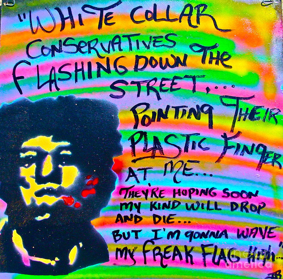 Jimi Hendrix Painting - Jimis Freak Flag by Tony B Conscious Jimi Hendrix Painting - Jimis Freak Flag by Tony B Conscious