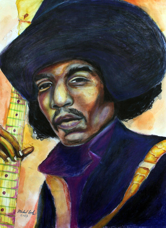 Guitar Still Life Mixed Media - Jimmi Hendrix number two by Michael Cook