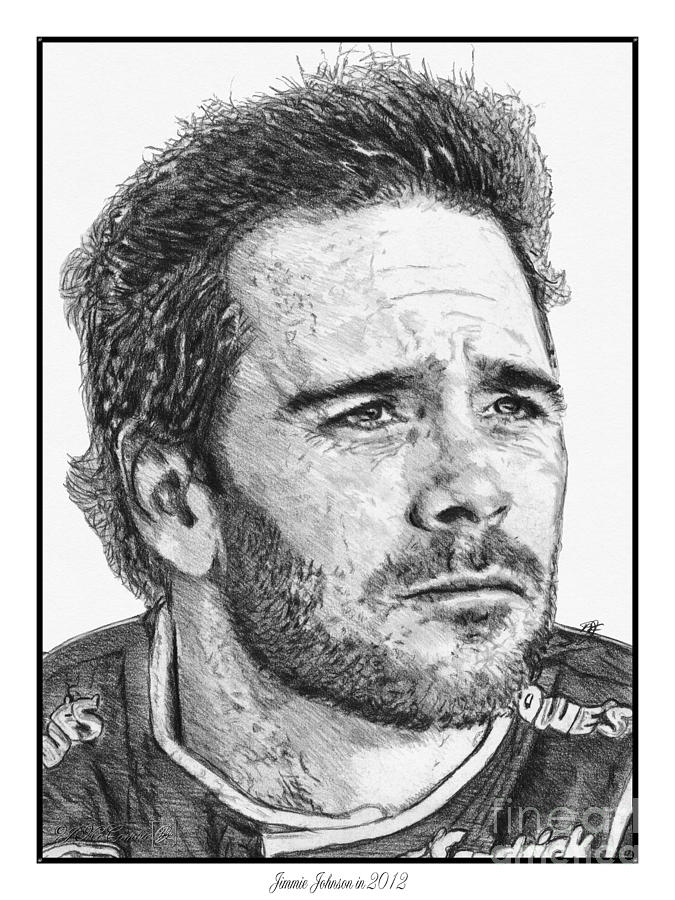Sports Drawing - Jimmie Johnson in 2012 by J McCombie