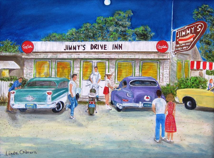 Car Painting - Jimmys Drive Inn by Linda Cabrera